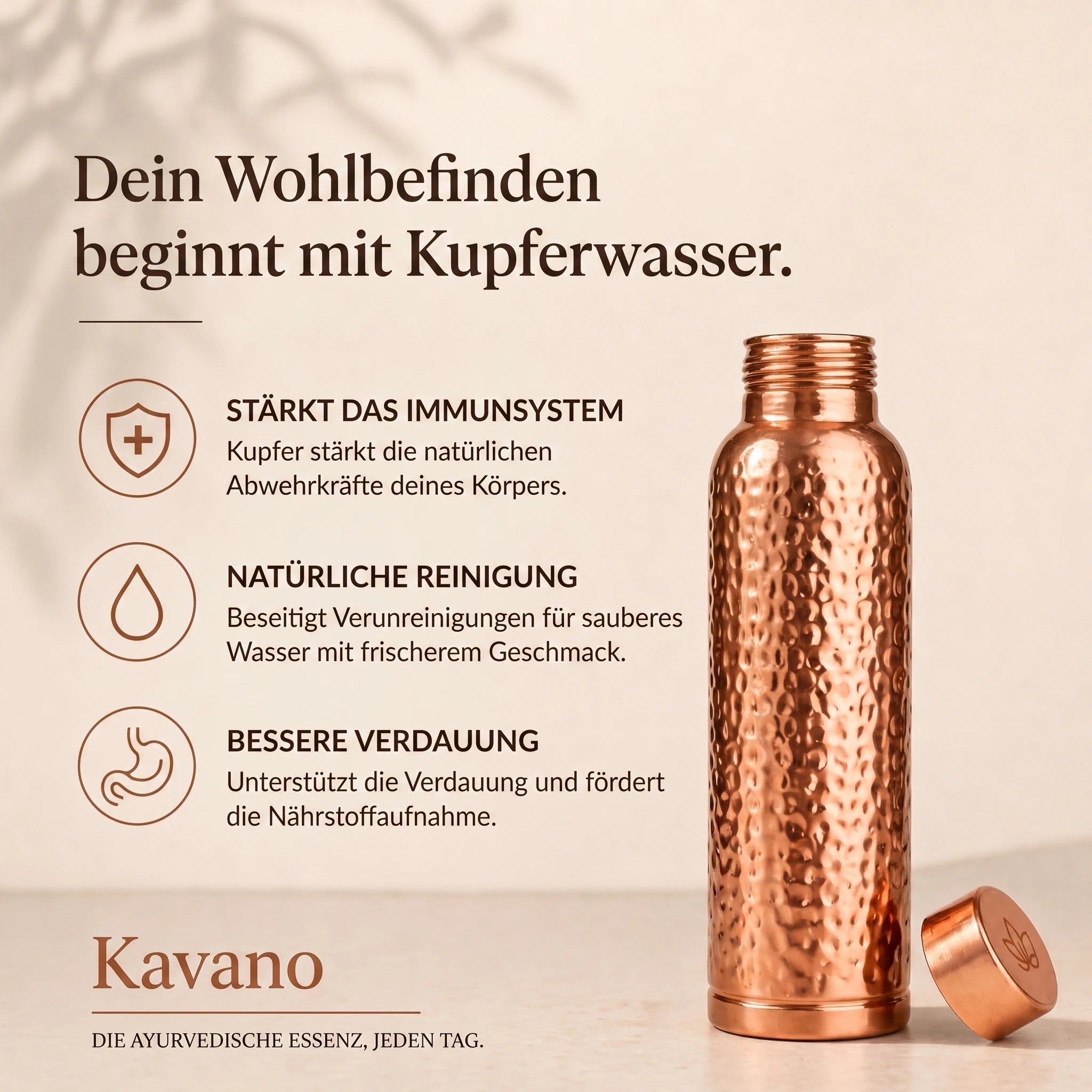 Kavano Kupferflasche - Wohlbefinden