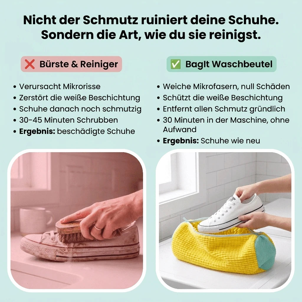 Bürste und Reiniger gegen BagIt Waschbeutel